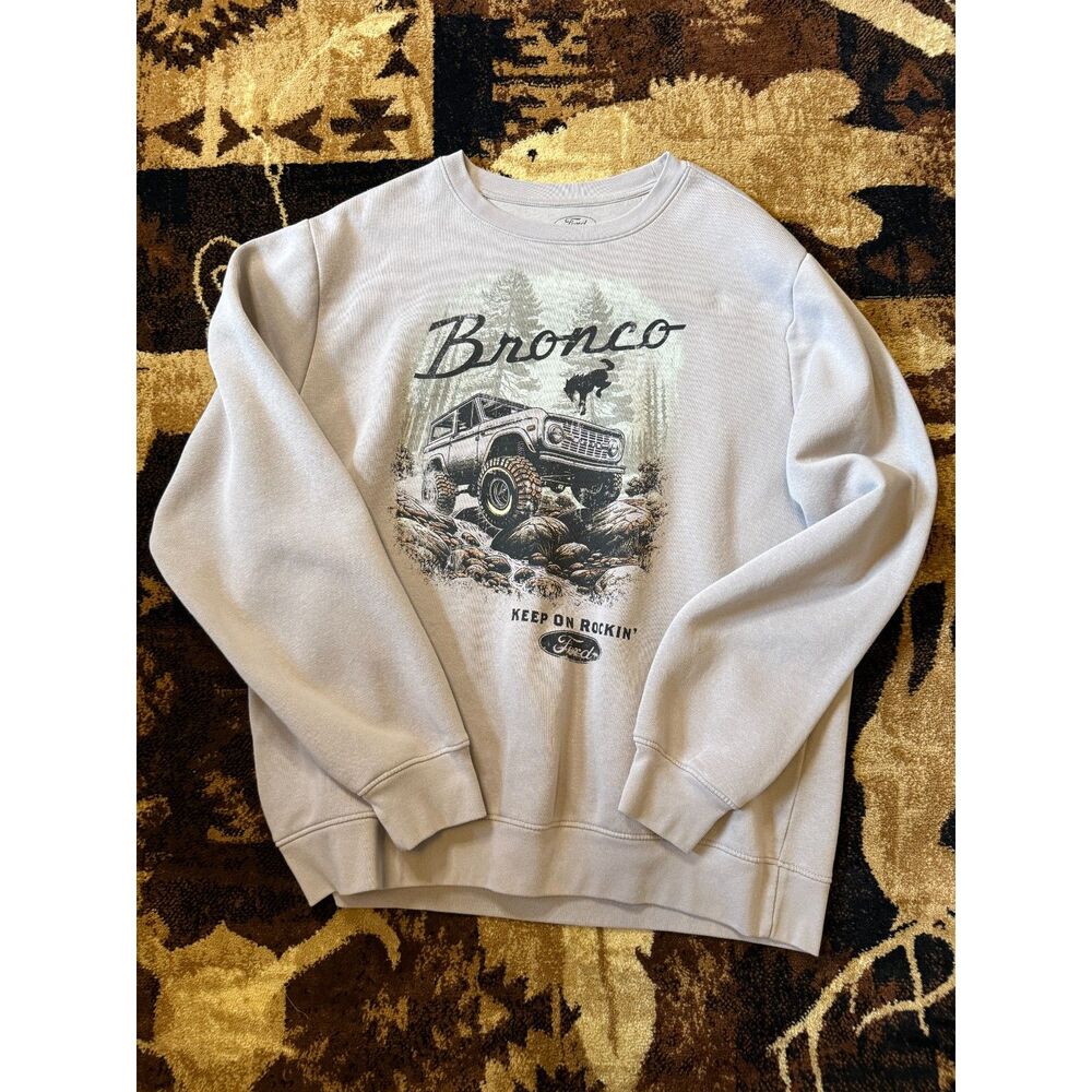 Ford Bronco Crewneck Sweatshirt XL, Gray/Purple, Ford Truck Crewneck